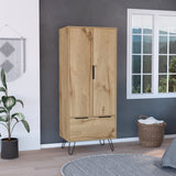 Closet Augusta Duna y Wengue 76.4x188cm con 1 Cajón y con Colgadero de Ropa - Closets | Bylmo