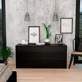 Cómoda Asteria Wengue 153.6x71.8cm de Tres Hileras con Seis Cajones y Agarre Invisible - CAJONERAS Y COMODAS | Bylmo