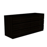Cómoda Asteria Wengue 153.6x71.8cm de Tres Hileras con Seis Cajones y Agarre Invisible - CAJONERAS Y COMODAS | Bylmo