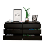 Cómoda Asteria Wengue 153.6x71.8cm de Tres Hileras con Seis Cajones y Agarre Invisible - CAJONERAS Y COMODAS | Bylmo
