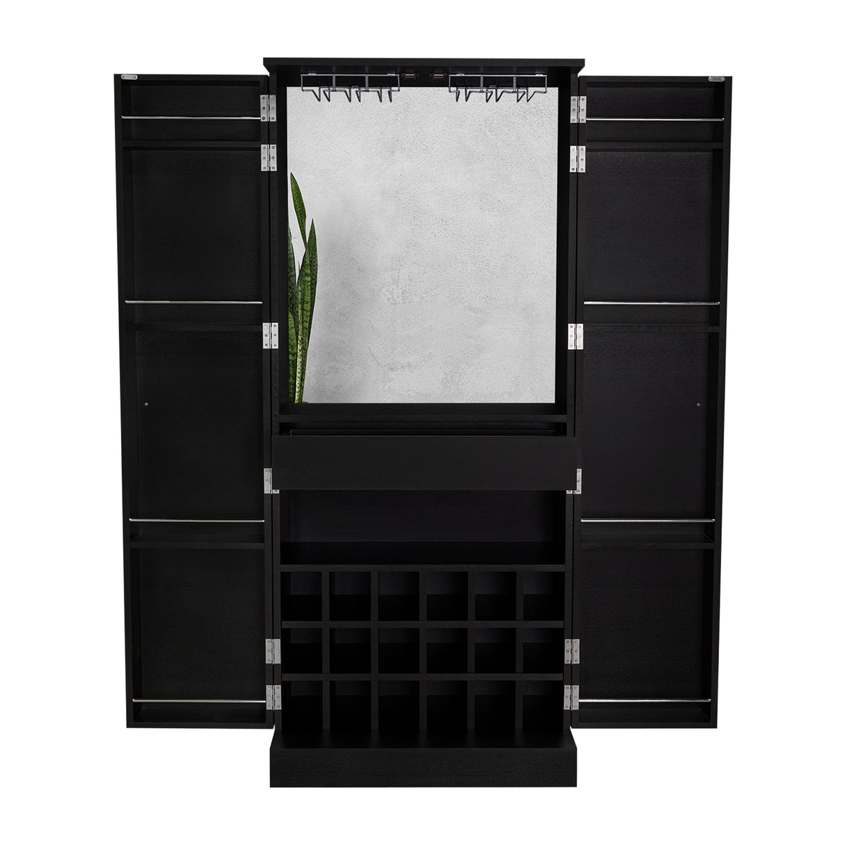 Bar Malbec Wengue 75x175cm con Un Cajón y con Dieciocho Portabotellas - Bares | Bylmo