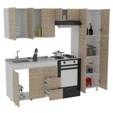 Cocina Ferreti Blanco y Rovere 100x86.5cm con Mesón de Acero Inoxidable Lado Izquierdo y sin Estufa - COCINAS | Bylmo