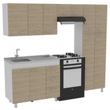 Cocina Ferreti Blanco y Rovere 100x86.5cm con Mesón de Acero Inoxidable Lado Izquierdo y sin Estufa - COCINAS | Bylmo