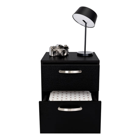 Mesa de Noche Argento Wengue 40x46.5cm con Dos Cajones - MESAS DE NOCHE | Bylmo