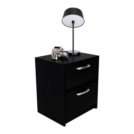 Mesa de Noche Argento Wengue 40x46.5cm con Dos Cajones - MESAS DE NOCHE | Bylmo