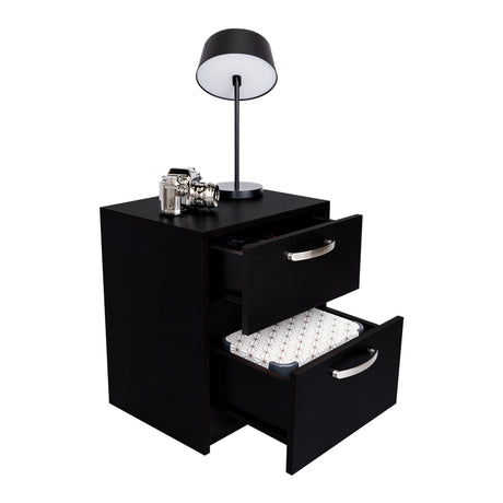 Mesa de Noche Argento Wengue 40x46.5cm con Dos Cajones - MESAS DE NOCHE | Bylmo