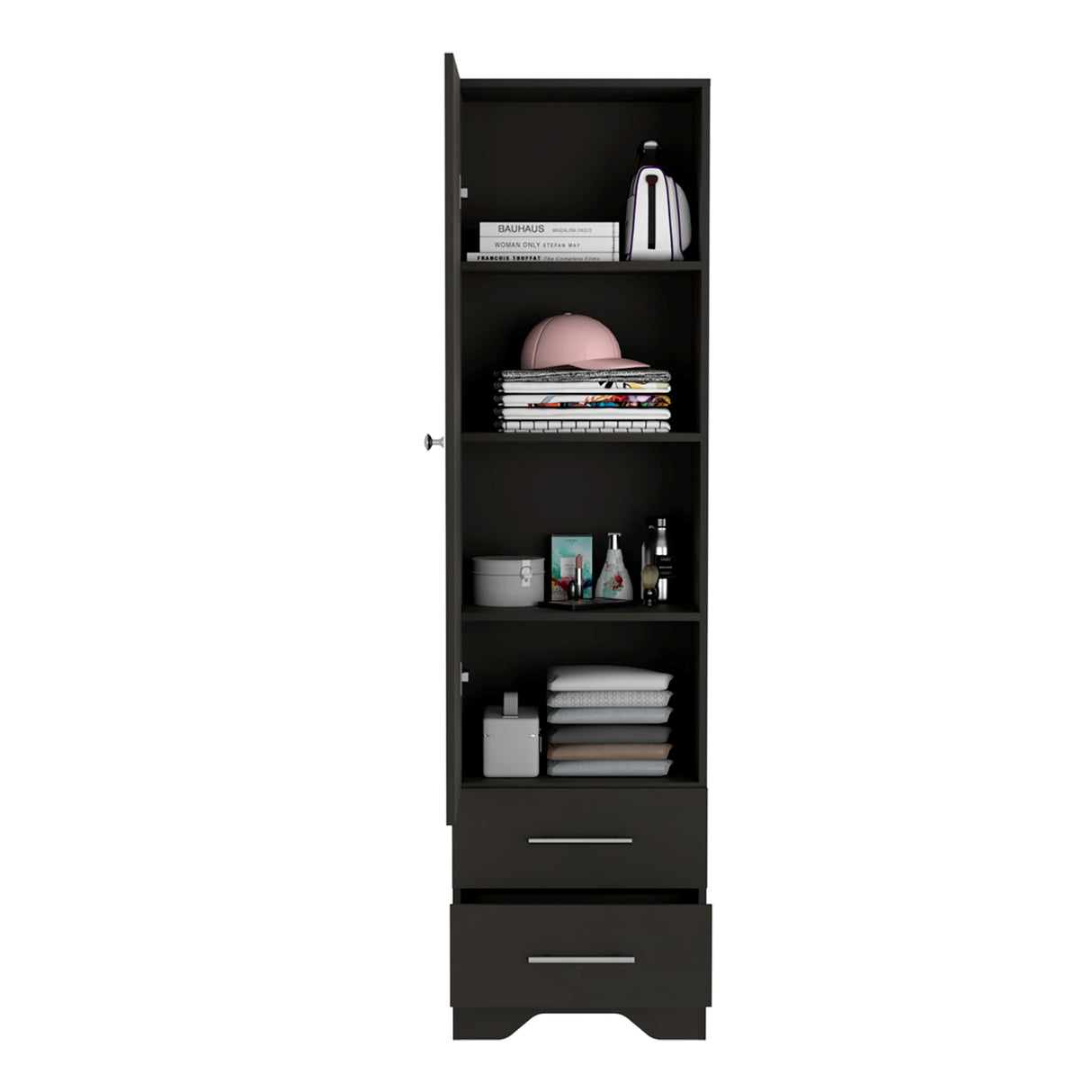 Closet Pontevedra Wengue 48x180cm con Una Puerta y con Dos Cajones - CLOSETS | Bylmo