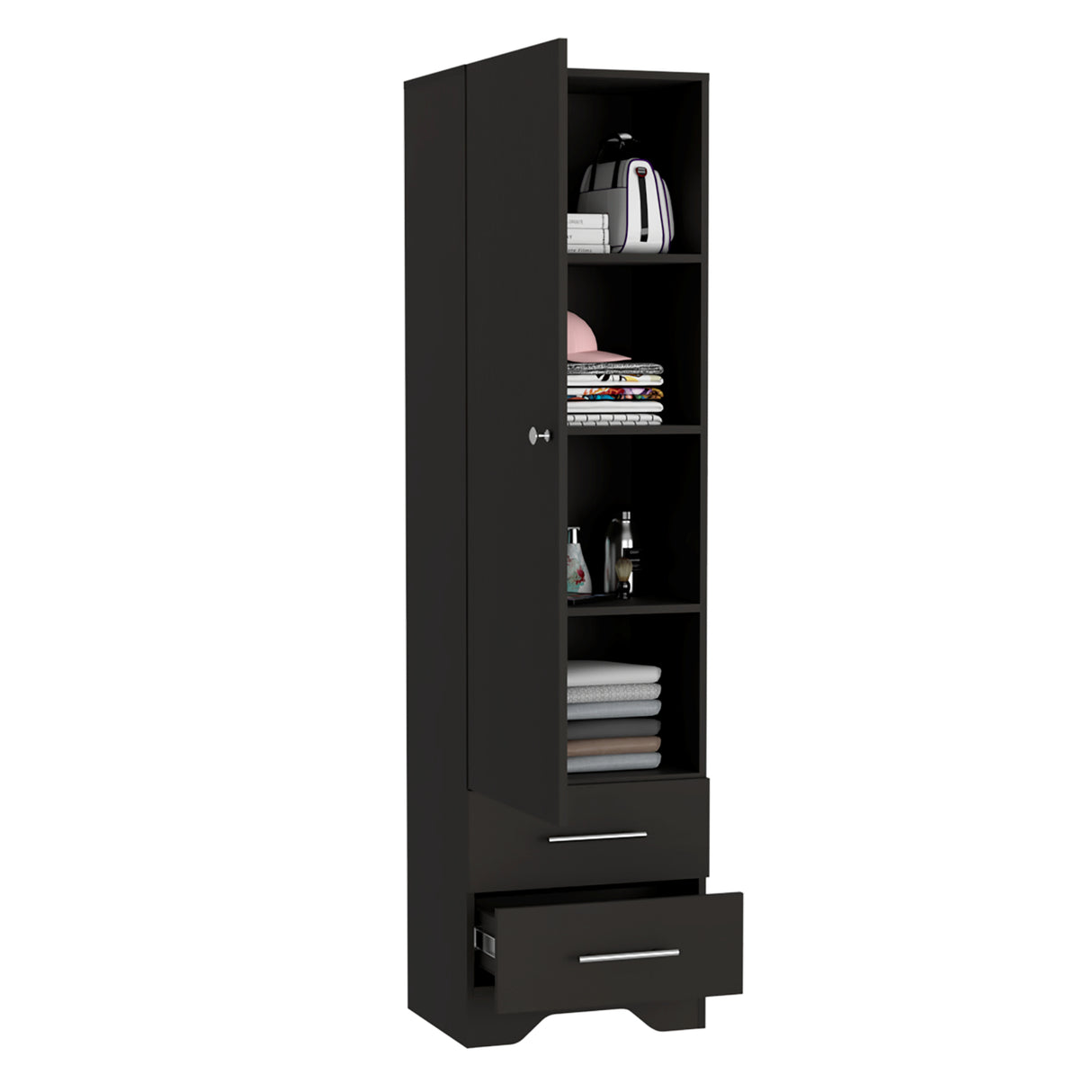 Closet Pontevedra Wengue 48x180cm con Una Puerta y con Dos Cajones - CLOSETS | Bylmo