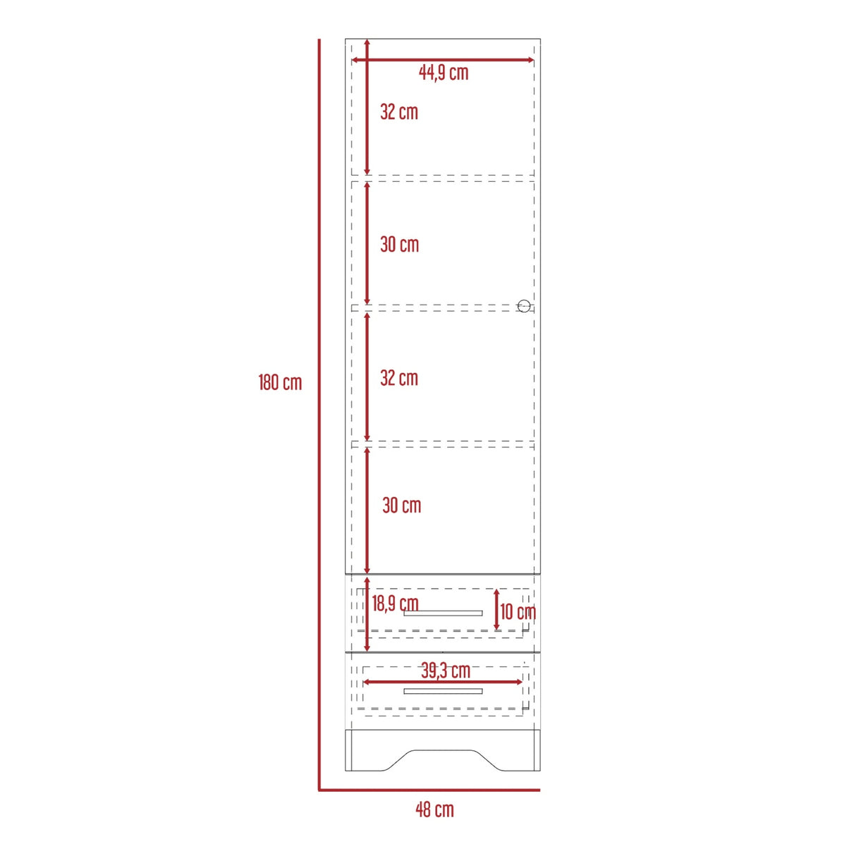 Closet Pontevedra Wengue 48x180cm con Una Puerta y con Dos Cajones - CLOSETS | Bylmo
