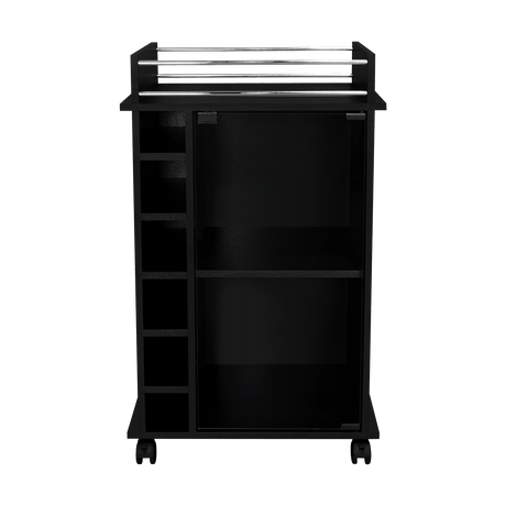 Bar Dukat Wengue 55x89cm con Dos Compartimientos con Seis Portabotellas y con Ruedas - BARES | Bylmo