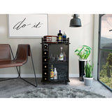 Bar Dukat Wengue 55x89cm con Dos Compartimientos con Seis Portabotellas y con Ruedas - BARES | Bylmo