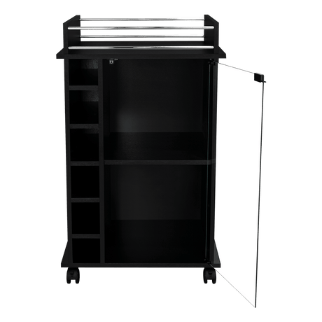 Bar Dukat Wengue 55x89cm con Dos Compartimientos con Seis Portabotellas y con Ruedas - BARES | Bylmo