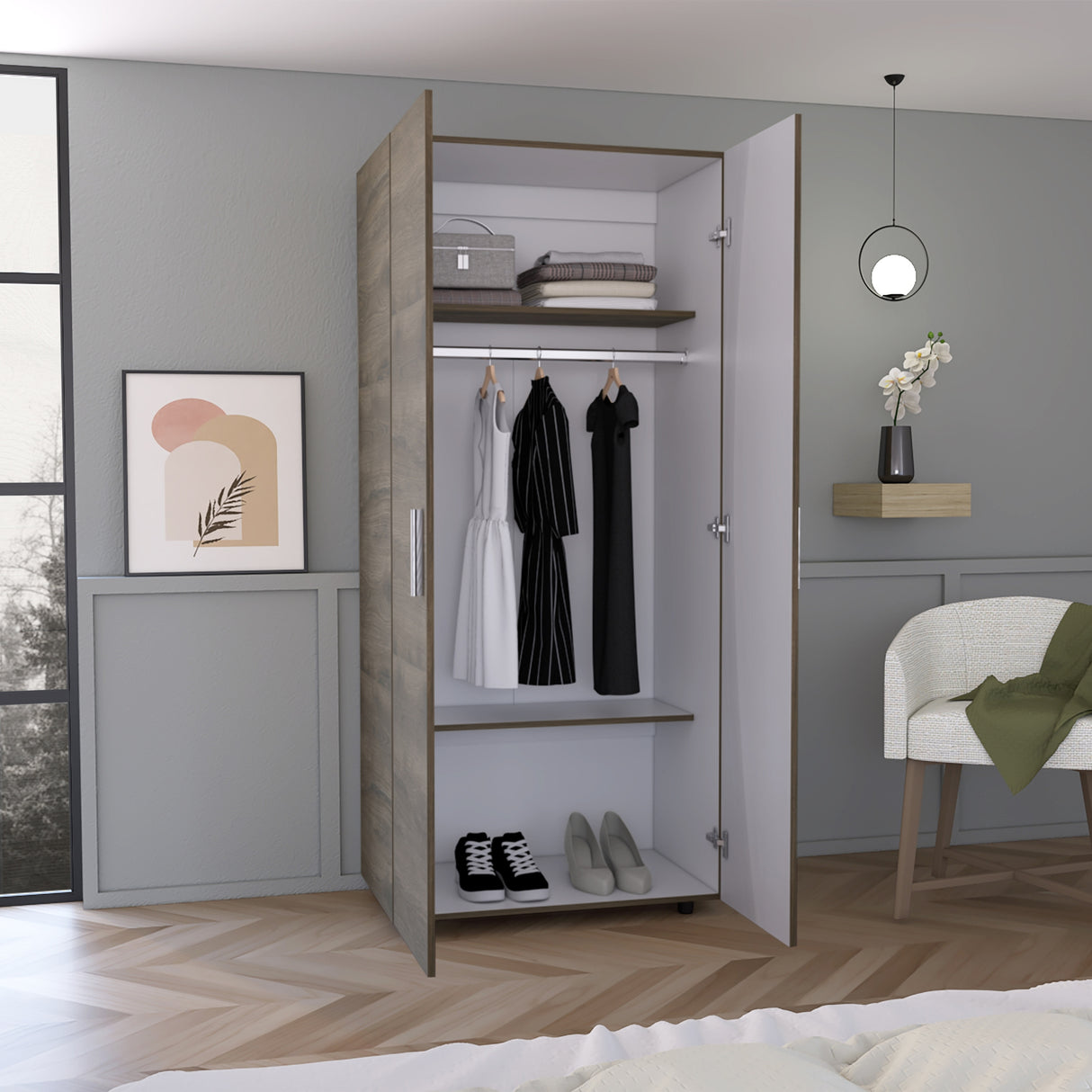 Closet Hogar Bellota y Blanco 80x180.5cm con Dos Puertas