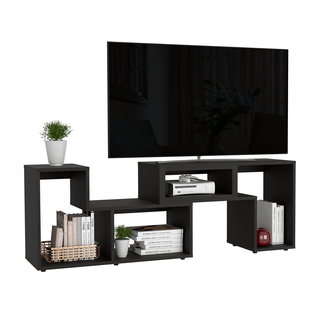 Rack de TV Extensible Beijing Wengue 160x57cm para TV Hasta 32" Pulgadas con Cuatro Compartimientos - MUEBLES DE TV | Bylmo