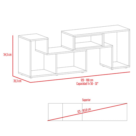 Rack de TV Extensible Beijing Wengue 160x57cm para TV Hasta 32" Pulgadas con Cuatro Compartimientos - MUEBLES DE TV | Bylmo