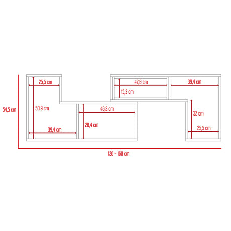 Rack de TV Extensible Beijing Wengue 160x57cm para TV Hasta 32" Pulgadas con Cuatro Compartimientos - MUEBLES DE TV | Bylmo
