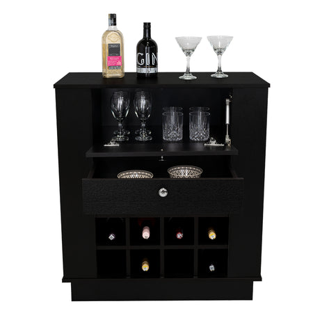 Bar New York Wengue 82x91.5cm con Dos Compartimientos y con Doce Portabotellas - BARES | Bylmo