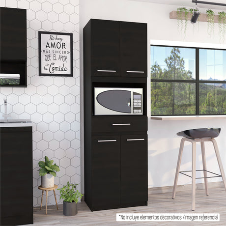 Módulo Microondas Manchester Wengue 62x197.6cm con Un Cajón y con Cuatro Puertas - ALACENAS Y MUEBLES MICROONDAS | Bylmo