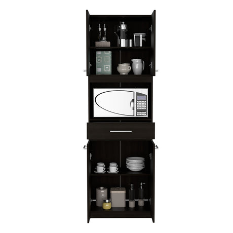 Módulo Microondas Manchester Wengue 62x197.6cm con Un Cajón y con Cuatro Puertas - ALACENAS Y MUEBLES MICROONDAS | Bylmo