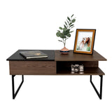 Mesa de Centro 5G Coñac y Wengue 105.1x45.7cm Rectangular Extensible con Compartimiento - MESAS DE CENTRO | Bylmo