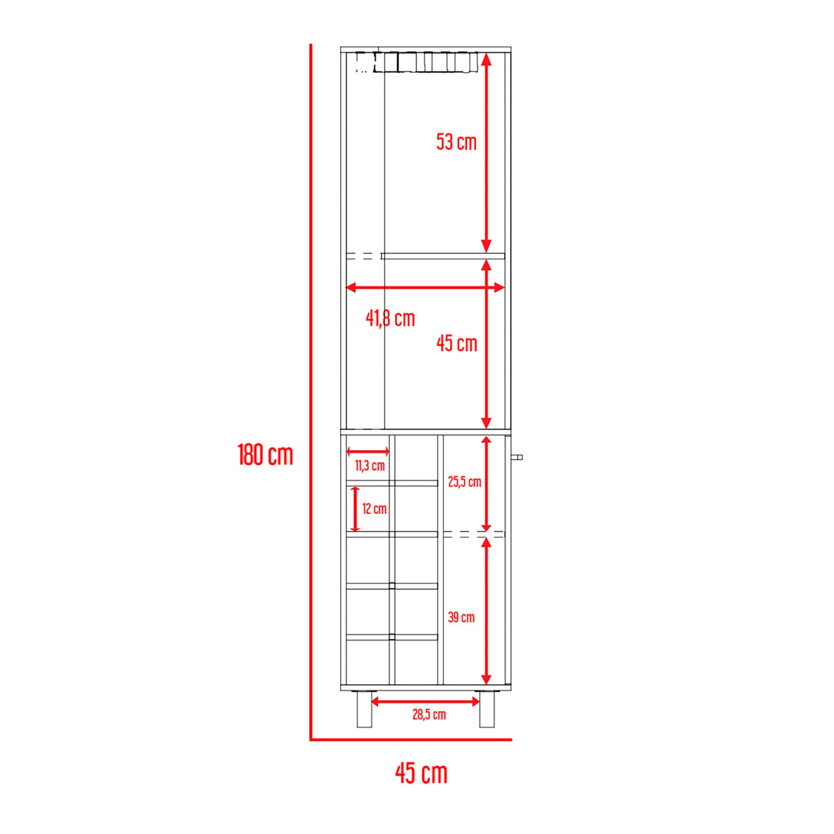 Bar Esquinero Kaia Wengue y Miel 45x180cm con Cuatro Compartimientos con Diez Portabotellas y con Patas - BARES | Bylmo