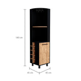 Bar Esquinero Kaia Wengue y Miel 45x180cm con Cuatro Compartimientos con Diez Portabotellas y con Patas - BARES | Bylmo
