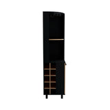 Bar Esquinero Kaia Wengue y Miel 45x180cm con Cuatro Compartimientos con Diez Portabotellas y con Patas - BARES | Bylmo