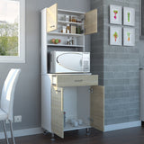 Módulo Microondas Kitchen 60 Blanco y Rovere 60x169cm con Un Cajón y con Cuatro Puertas - ALACENAS Y MUEBLES MICROONDAS | Bylmo