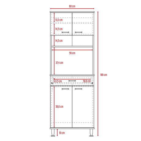Módulo Microondas Kitchen 60 Blanco y Rovere 60x169cm con Un Cajón y con Cuatro Puertas - ALACENAS Y MUEBLES MICROONDAS | Bylmo