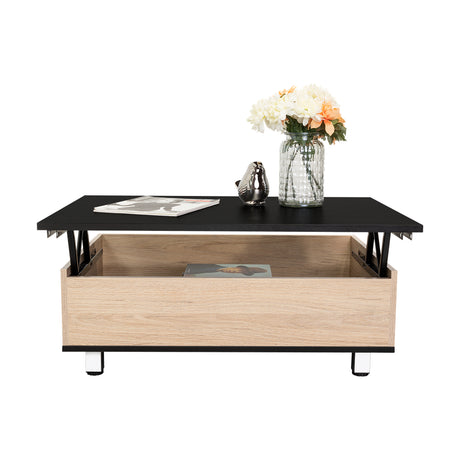 Mesa de Centro 5G Wengue y Rovere 80x29cm Rectangular Extensible con Compartimiento - MESAS DE CENTRO | Bylmo