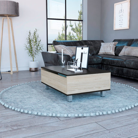 Mesa de Centro 5G Wengue y Rovere 80x29cm Rectangular Extensible con Compartimiento - MESAS DE CENTRO | Bylmo