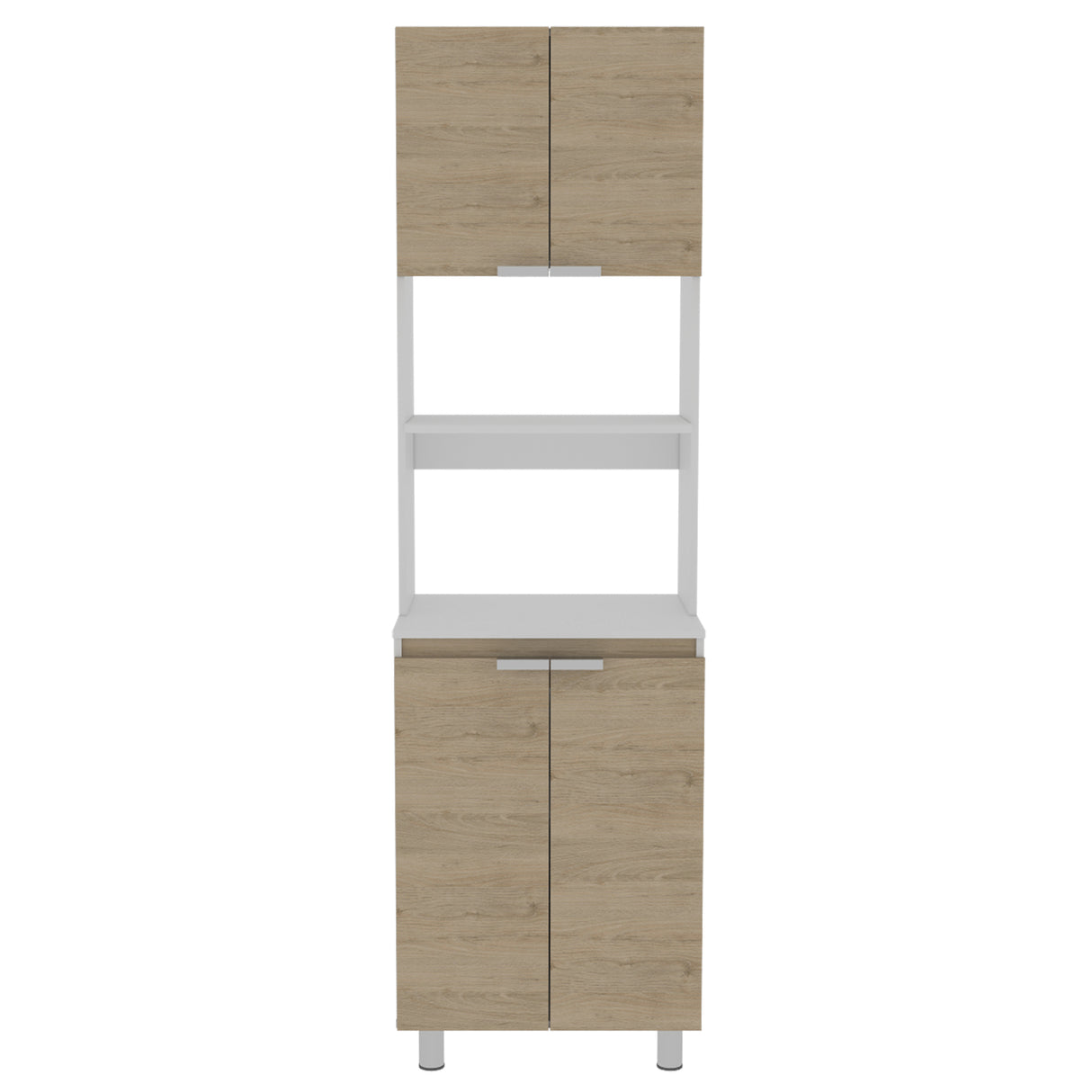 Módulo Microondas Fendi Blanco y Rovere 60x205cm sin Cajones y con Cuatro Puertas - ALACENAS Y MUEBLES MICROONDAS | Bylmo