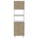Módulo Microondas Fendi Blanco y Rovere 60x205cm sin Cajones y con Cuatro Puertas - ALACENAS Y MUEBLES MICROONDAS | Bylmo