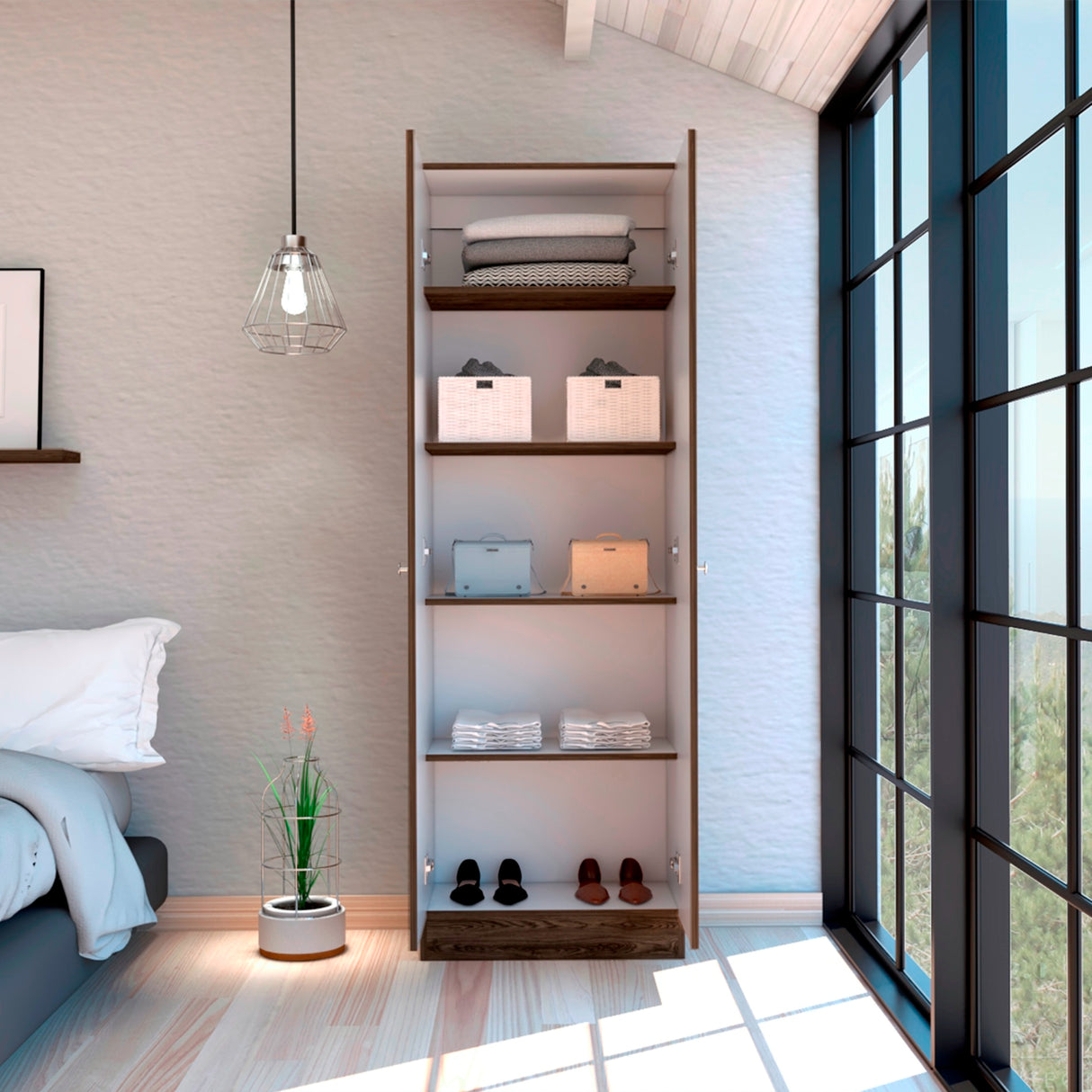 Closet Home Coñac y Blanco 60x180cm con Dos Puertas - CLOSETS | Bylmo