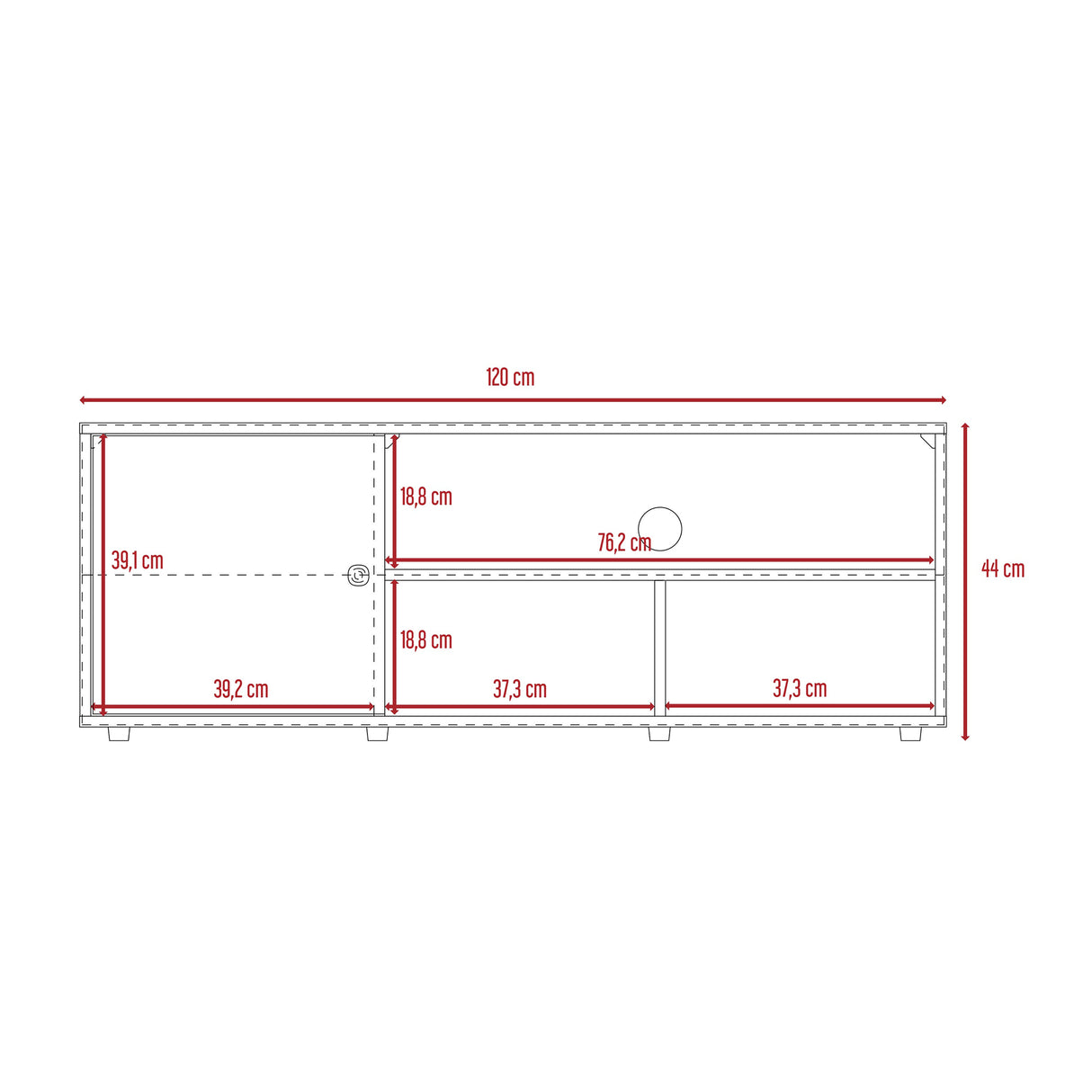 Rack de TV Noah Macadamia 120x44cm Para TV Hasta 55 Pulgadas con Un Cajón - Muebles de TV | Bylmo