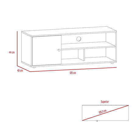 Rack de TV Noah Macadamia 120x44cm Para TV Hasta 55 Pulgadas con Un Cajón - Muebles de TV | Bylmo