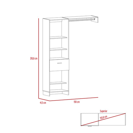Closet Manchester Wengue 150x210cm con 1 Cajones con 4 Entrepaños - Closets | Bylmo
