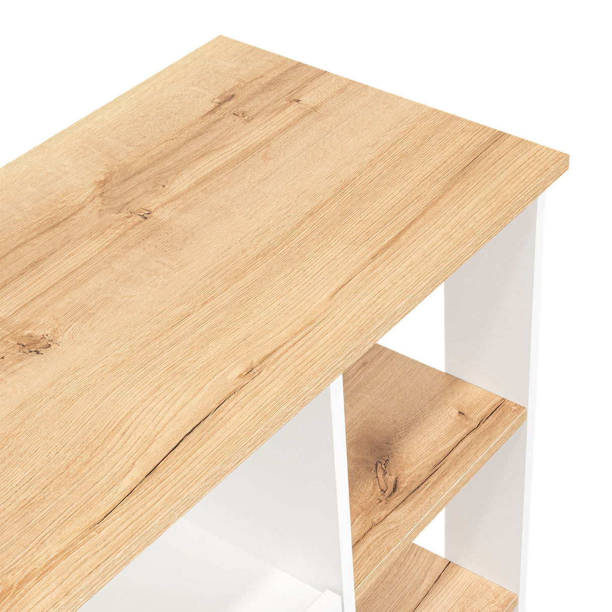 Mesón BiColor Blanco 100x90cm con Cuatro Entrepaños y Cinco Compartimientos - Barras y Muebles Auxiliares | Bylmo