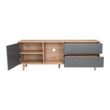 Rack de TV Salem Macadamia 158x60cm Para TV Hasta 65 Pulgadas con Tres Cajones y con Patas - Muebles de TV | Bylmo