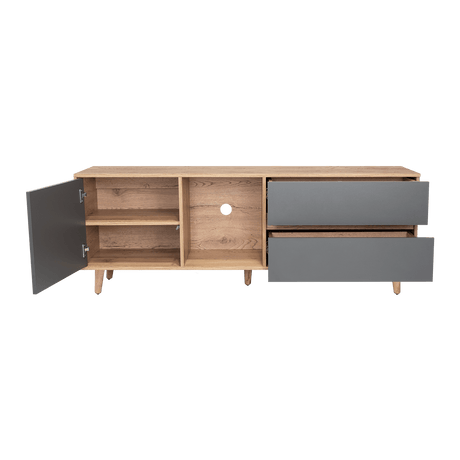 Rack de TV Salem Macadamia 158x60cm Para TV Hasta 65 Pulgadas con Tres Cajones y con Patas - Muebles de TV | Bylmo