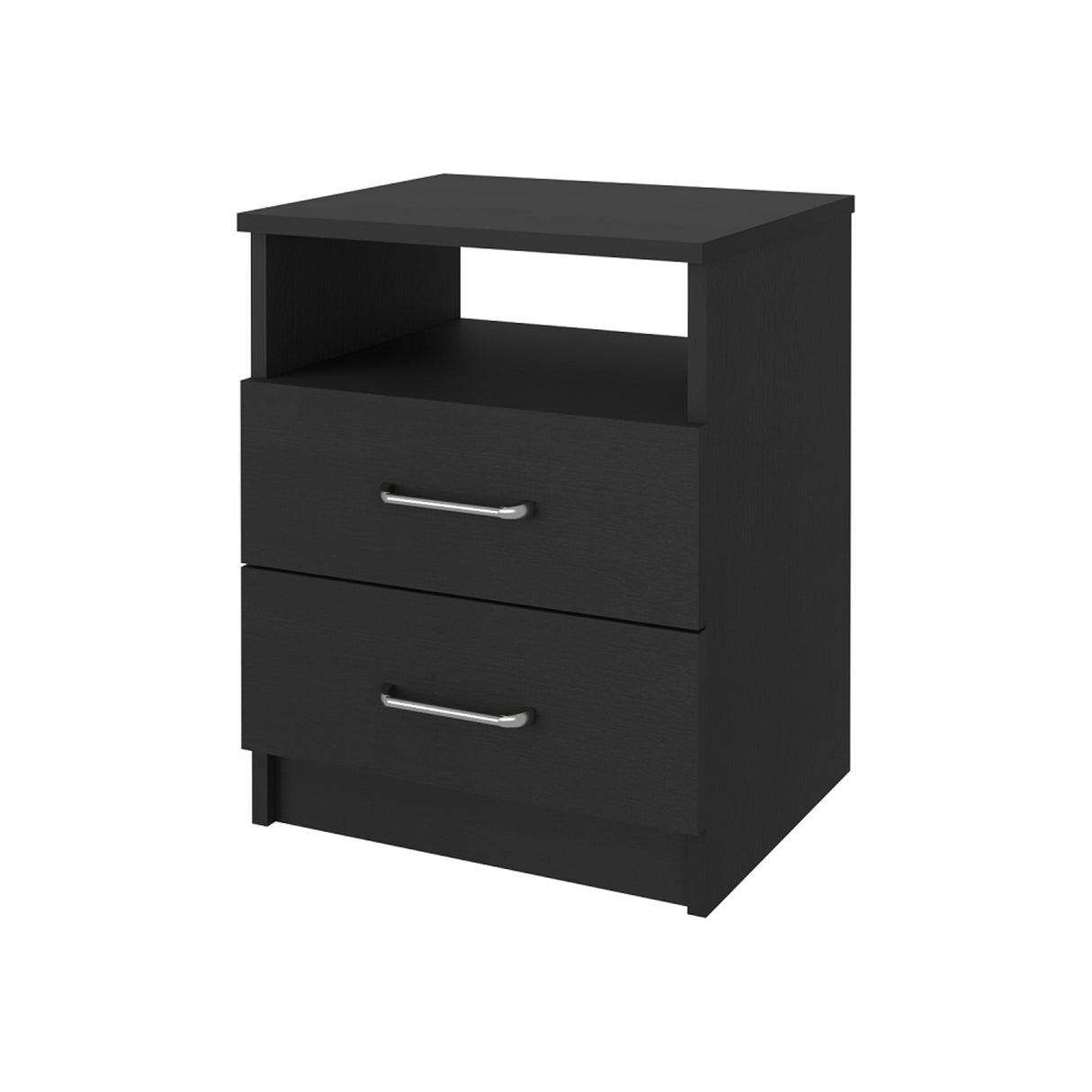 Mesa de Noche Napoles Wengue 40.7x50.6cm con Dos Cajones y con Un Compartimiento - MESAS DE NOCHE | Bylmo