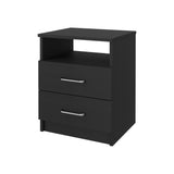 Mesa de Noche Napoles Wengue 40.7x50.6cm con Dos Cajones y con Un Compartimiento - MESAS DE NOCHE | Bylmo