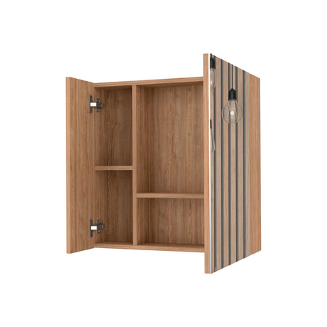 Gabinete de Baño Barcelona Miel 60x60cm Rectangular con Espejo y con Dos Puertas - GABINETES DE BANHO | Bylmo