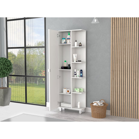 Mueble Esquinero Urano Blanco 51.2x158cm con Siete Entrepaños - OTROS MUEBLES PARA BANHO | Bylmo