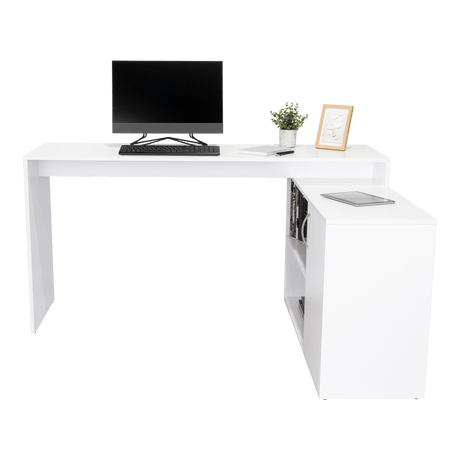 Escritorio en L Axis Blanco 151.5x76.5cm sin Cajones y con Organizador de Libros - Escritorios y Archivadores | Bylmo