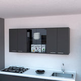 Mueble Superior de Cocina Superior Wengue 150x60cm con Dos Entrepaños Seis Puertas y con Locero