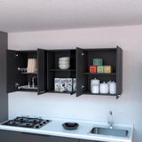 Mueble Superior de Cocina Superior Wengue 150x60cm con Dos Entrepaños Seis Puertas y con Locero