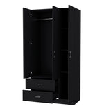 Closet Austral Wengue 90x180cm con Tres Puertas y con Dos Cajones - CLOSETS | Bylmo