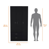 Closet Austral Wengue 90x180cm con Tres Puertas y con Dos Cajones - CLOSETS | Bylmo