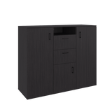 Closet Letna Wengue 140x140cm con 2 Cajones con 4 Entrepaños con Espacio para TV - Closets | Bylmo